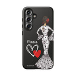Personalised phone case flamenco dancer María, white dress for Samsung Galaxy S25, matte finish – illustrArte