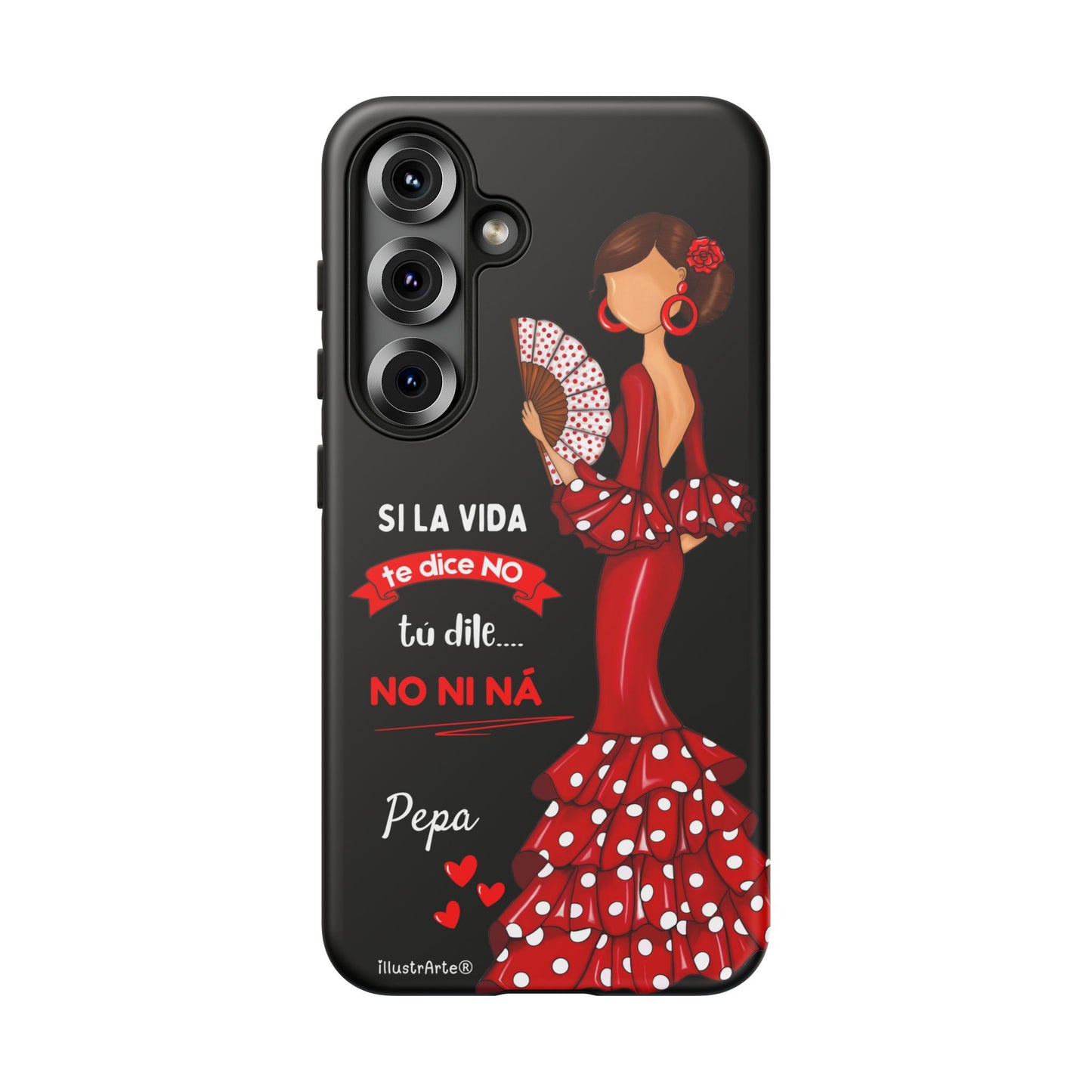 Funda de teléfono personalizable  - Modelo Pepa con frase Para iPhone, Samsung