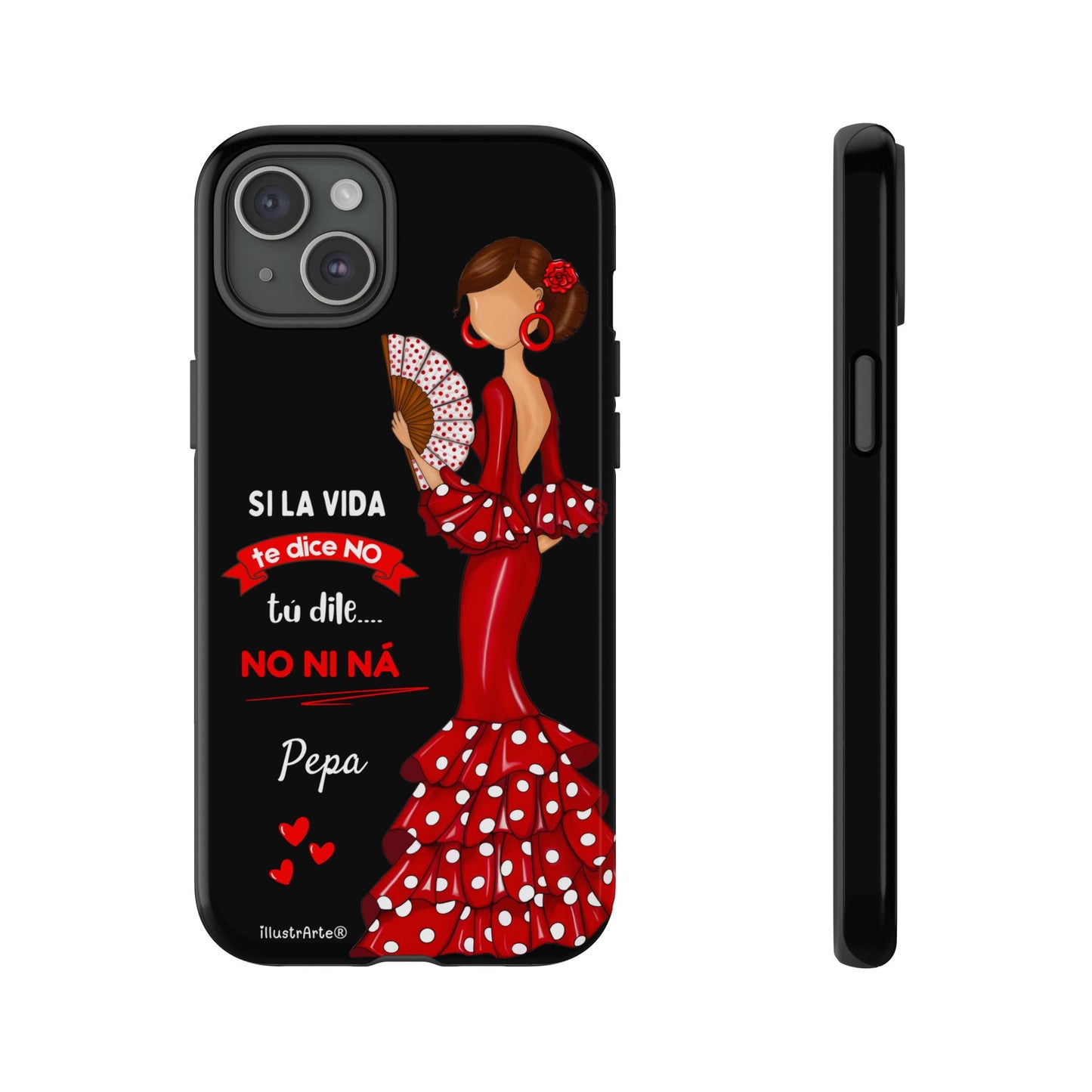 Funda de teléfono personalizable  - Modelo Pepa con frase Para iPhone, Samsung
