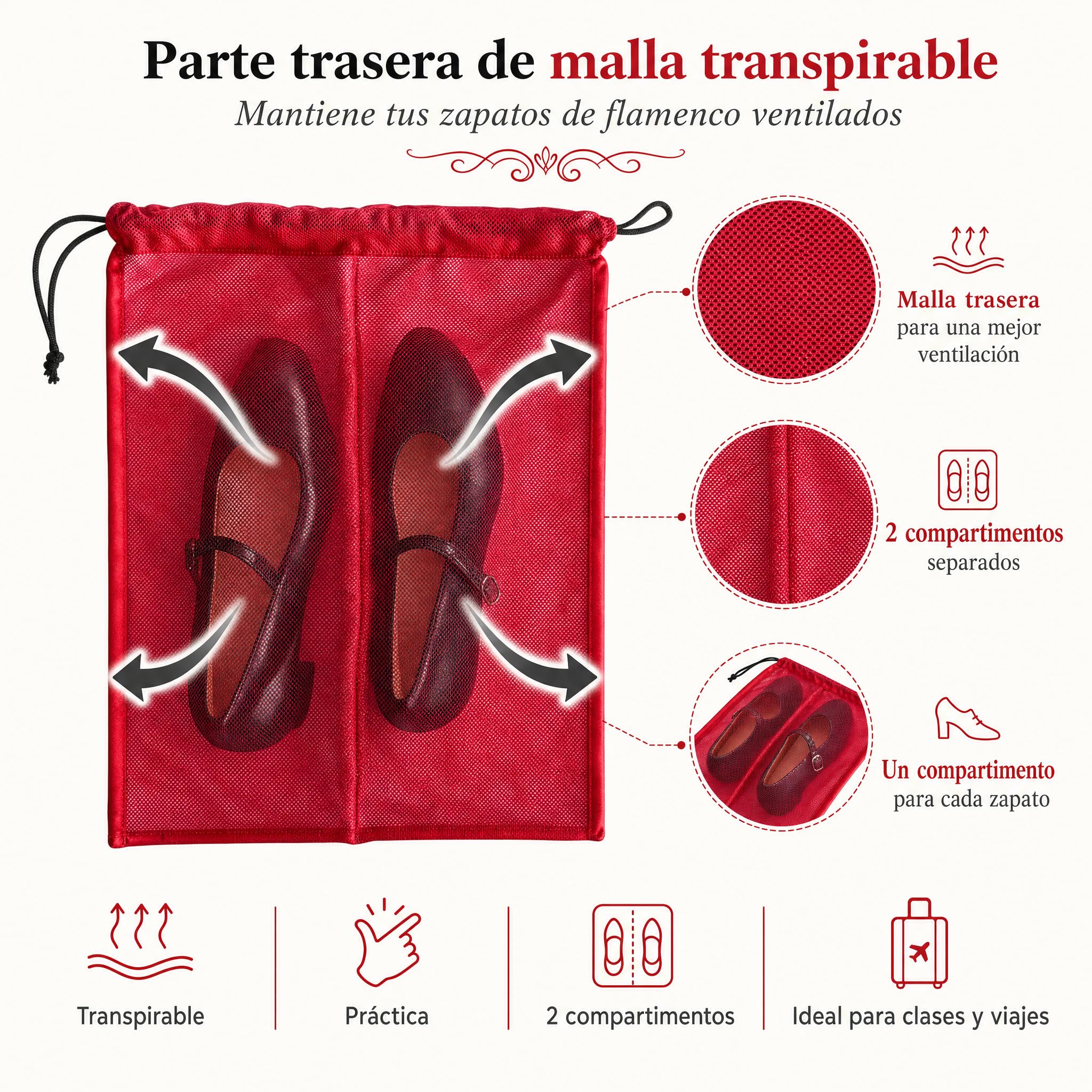 Bolsa para zapatos de flamenco illustrArte 40 x 40 cm – diseño Pepa Feliz – vista 6