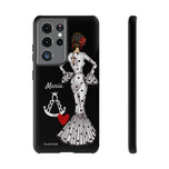 Personalised phone case flamenco dancer María Blanco, with the Virgen del Rocío for Samsung Galaxy S21 Ultra, gloss finish – illustrArte