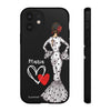 Funda de teléfono personalizada María vestido blanco – para iPhone, Samsung, Pixel