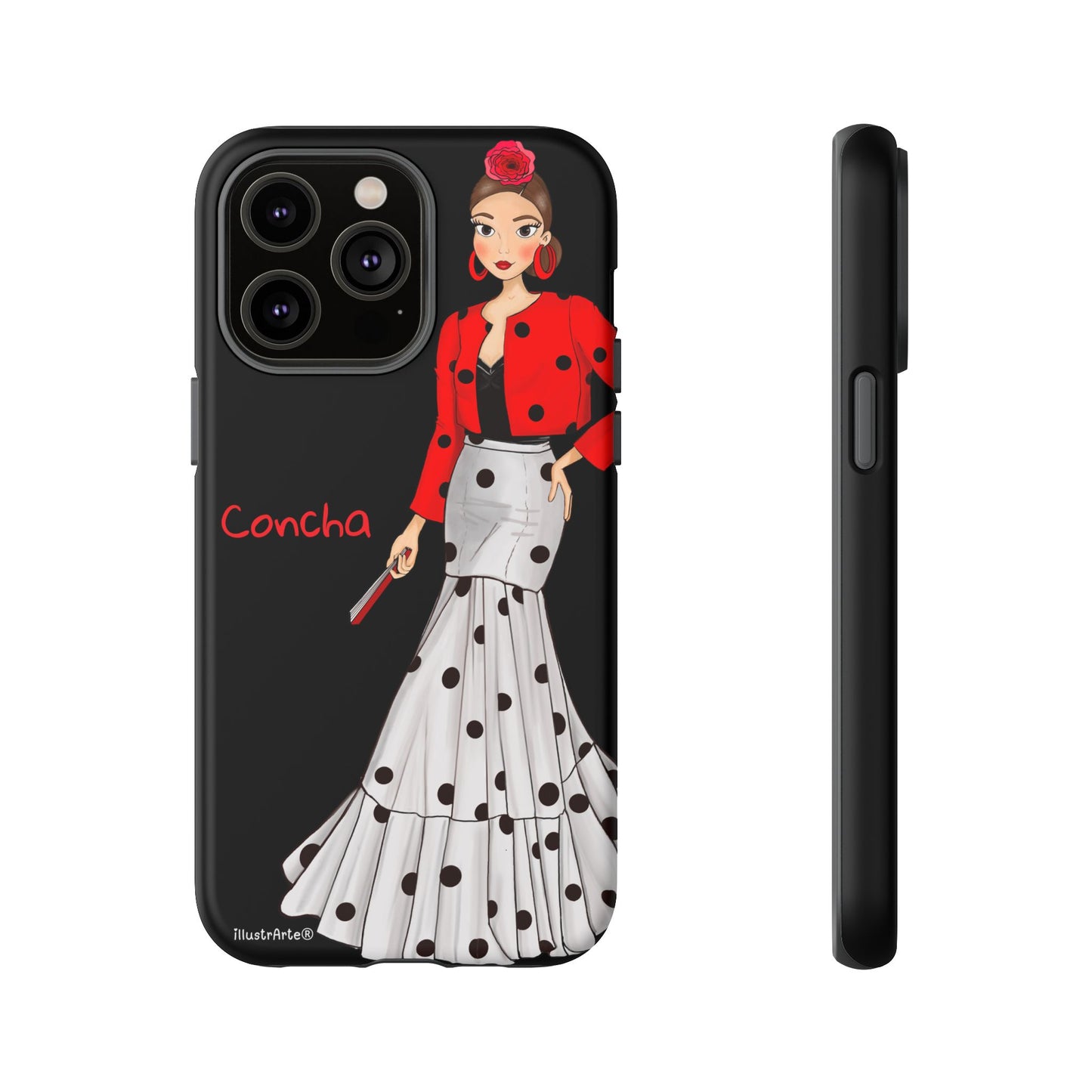 Funda de teléfono personalizable destacando el diseño de la Virgen - Modelo Conchita.