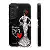 Funda de teléfono personalizada María vestido blanco – para iPhone, Samsung, Pixel