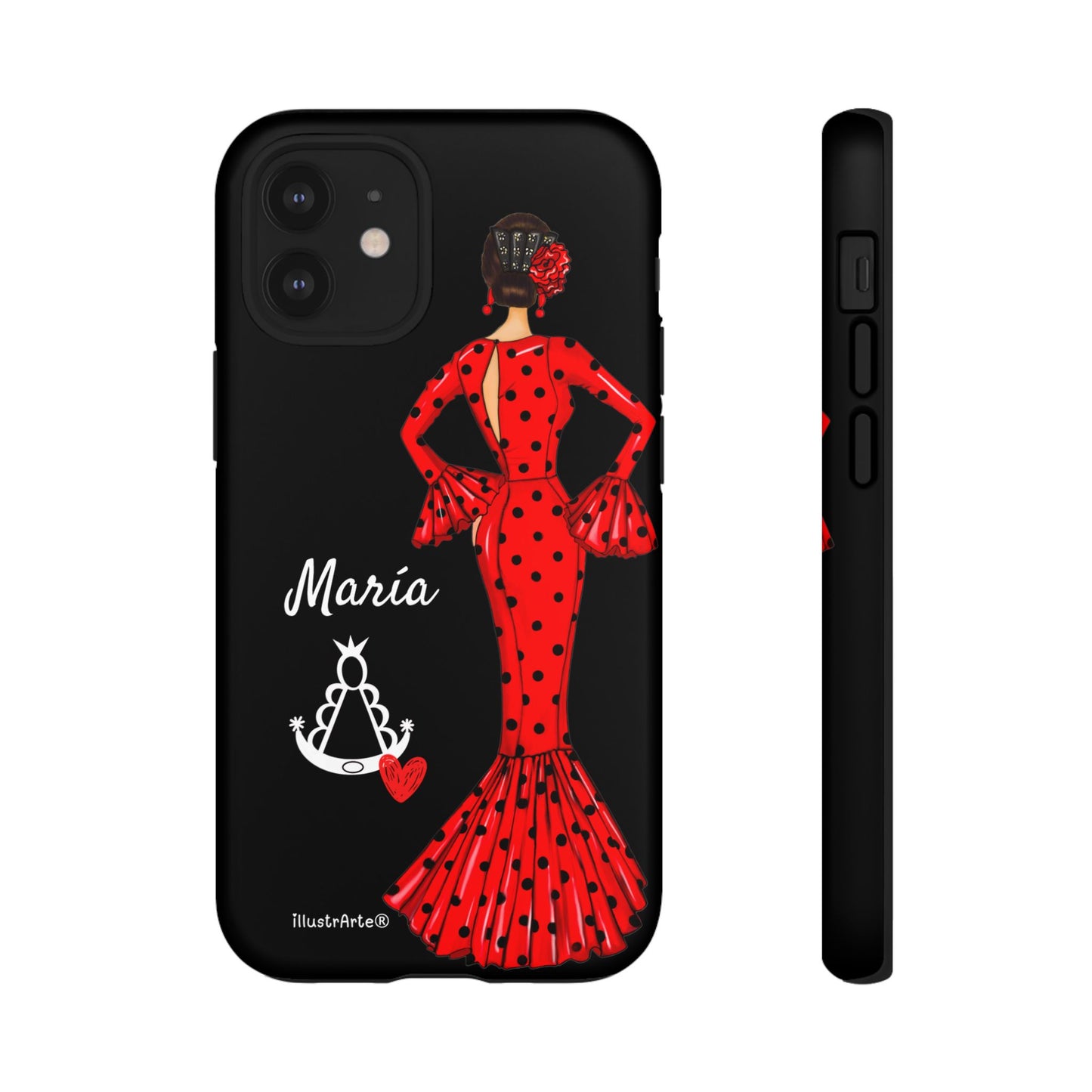Personalized phone case Maria red hair dark background black – for iPhone, Samsung, Pixel
