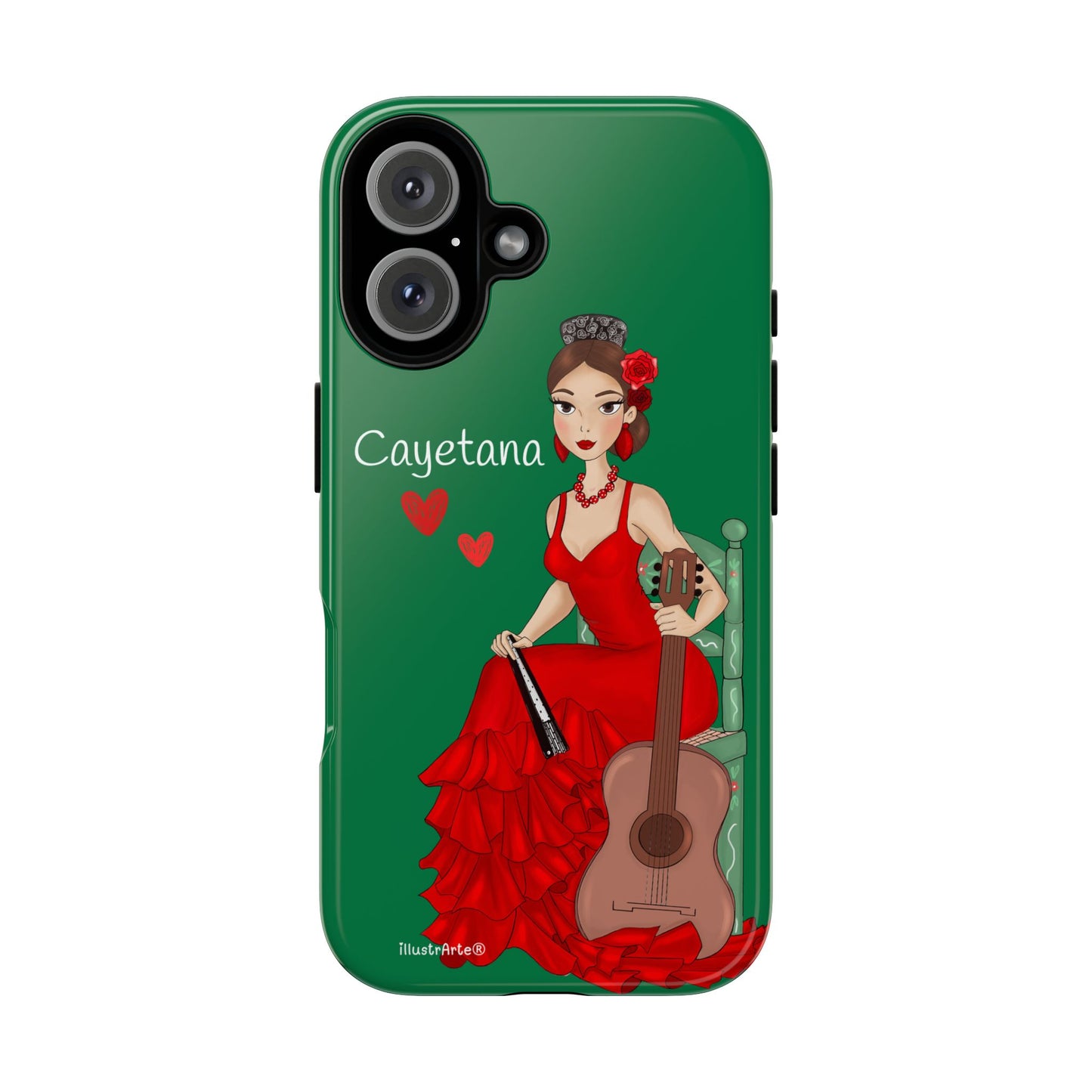 Cayetana personalized phone case with green background – for iPhone, Samsung, Pixel