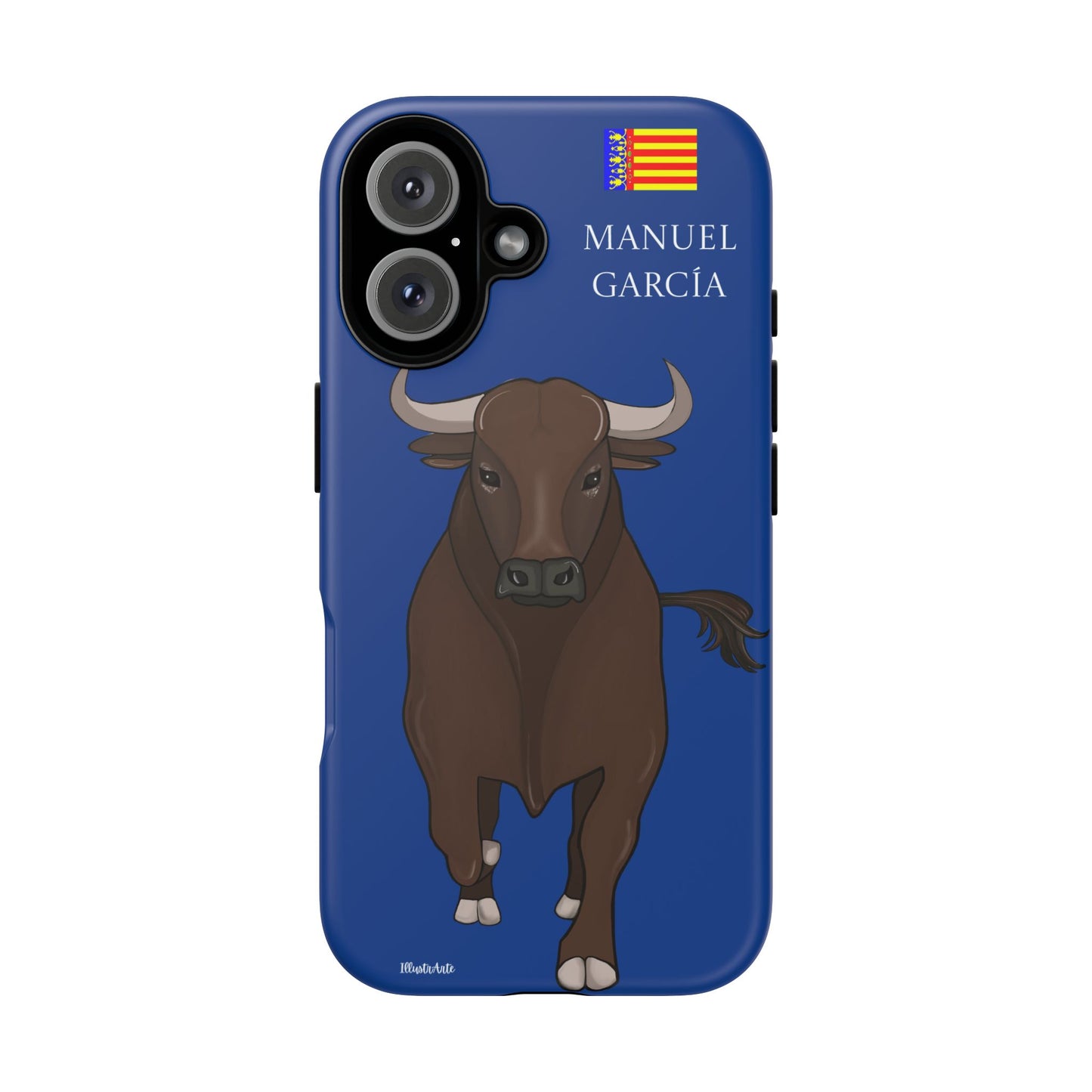 una funda de teléfono con una imagen de un toro