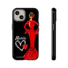 Funda de teléfono personalizable María rojo fondo negro – para iPhone, Samsung, Pixel