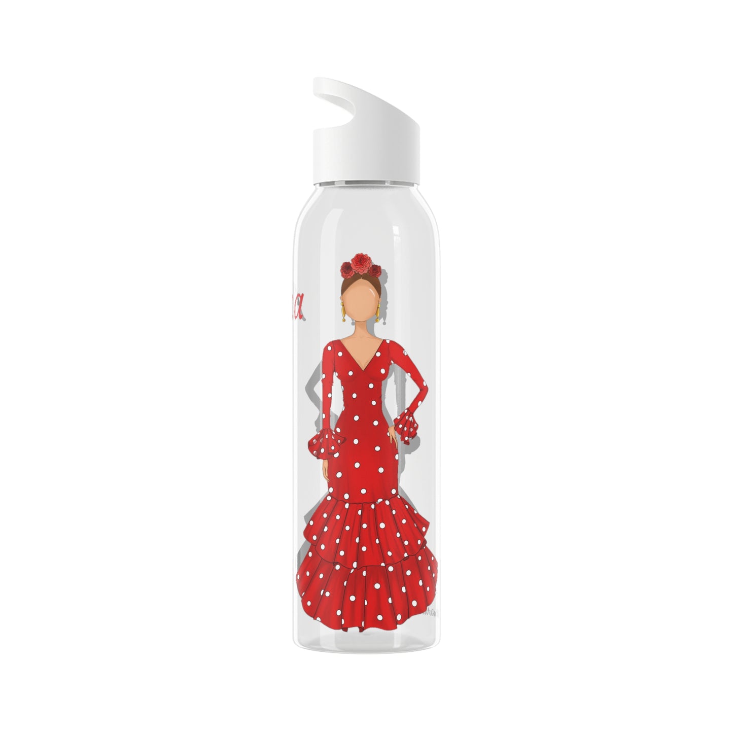 Botella Transparente-negra  Personalizable de Tritan™ - Modelo Flamenca Ana