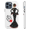 Funda de teléfono personalizada María vestido negro – para iPhone, Samsung, Pixel