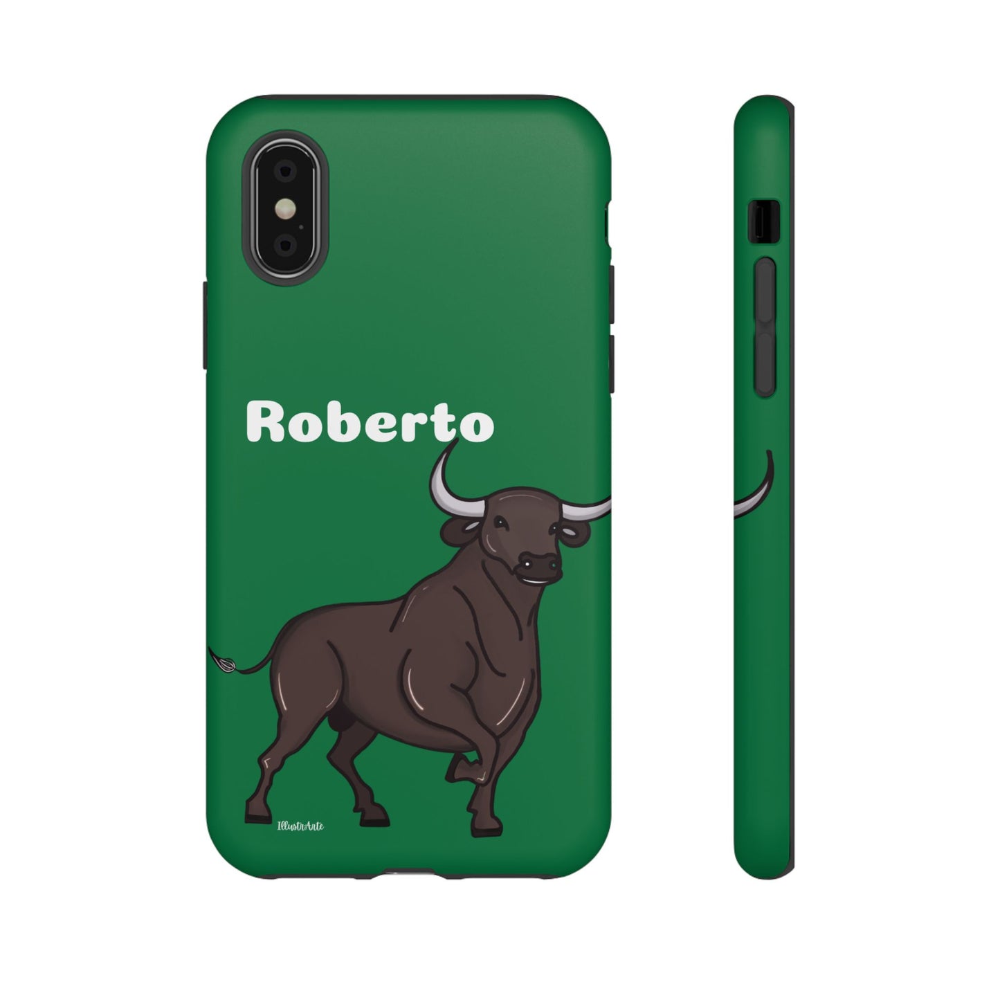 una funda de teléfono con un toro en ella