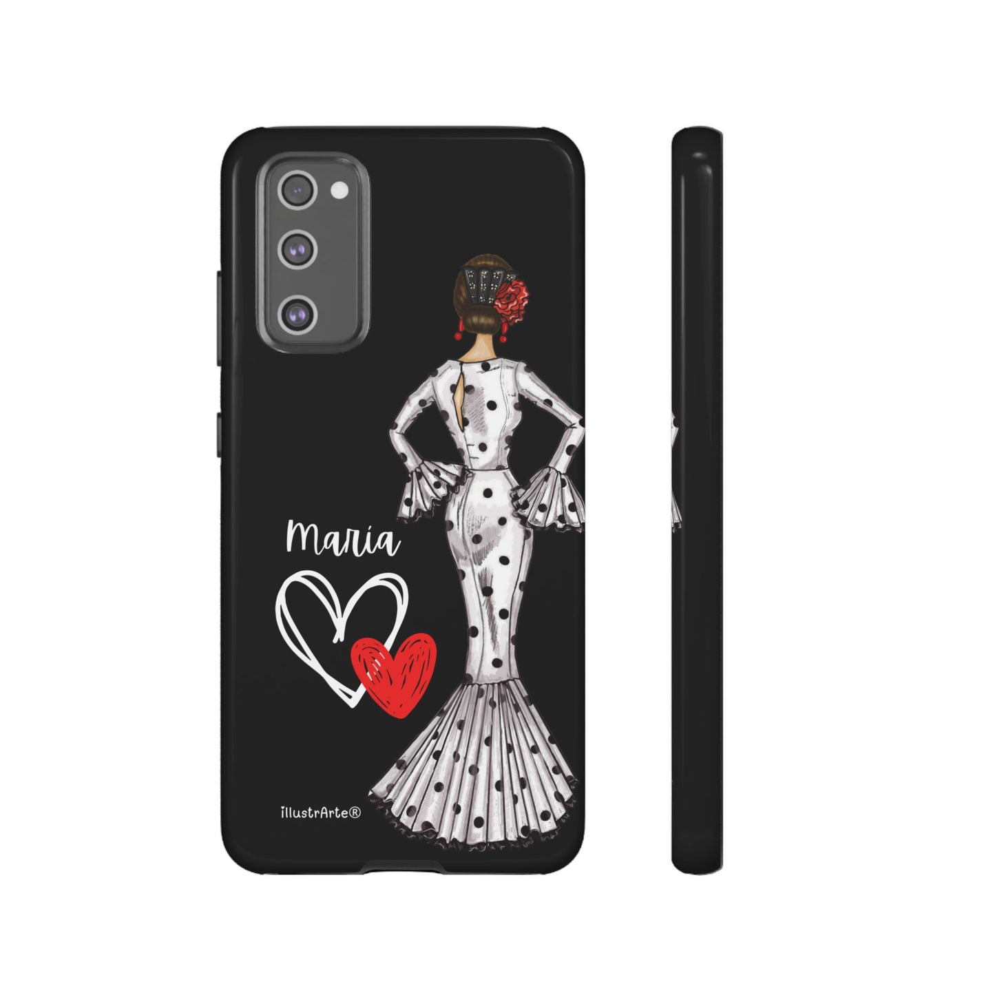 Capa de telefone personalizável com nome/bandeira/Virgem - modelo Maria em vestido branco Para iPhone, Samsung e Google Pixel