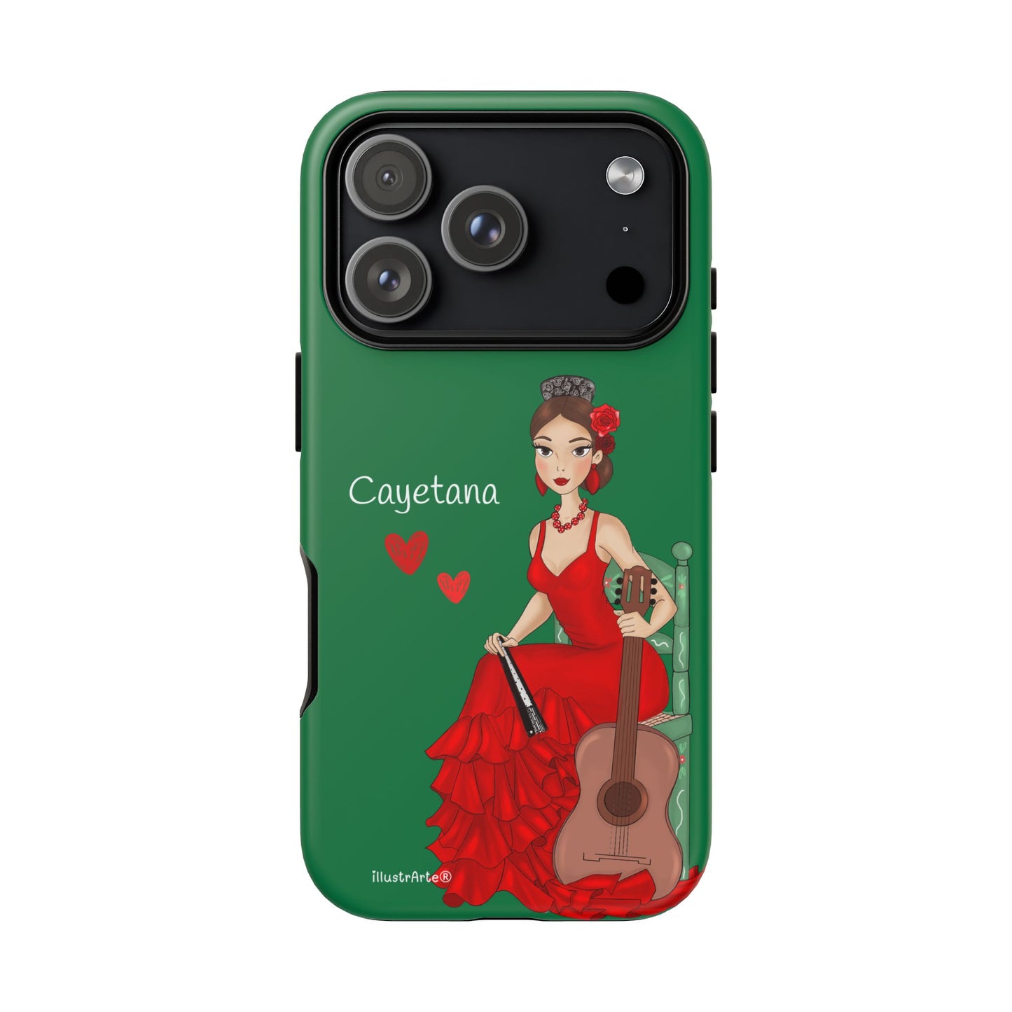 Cayetana personalized phone case with green background – for iPhone, Samsung, Pixel