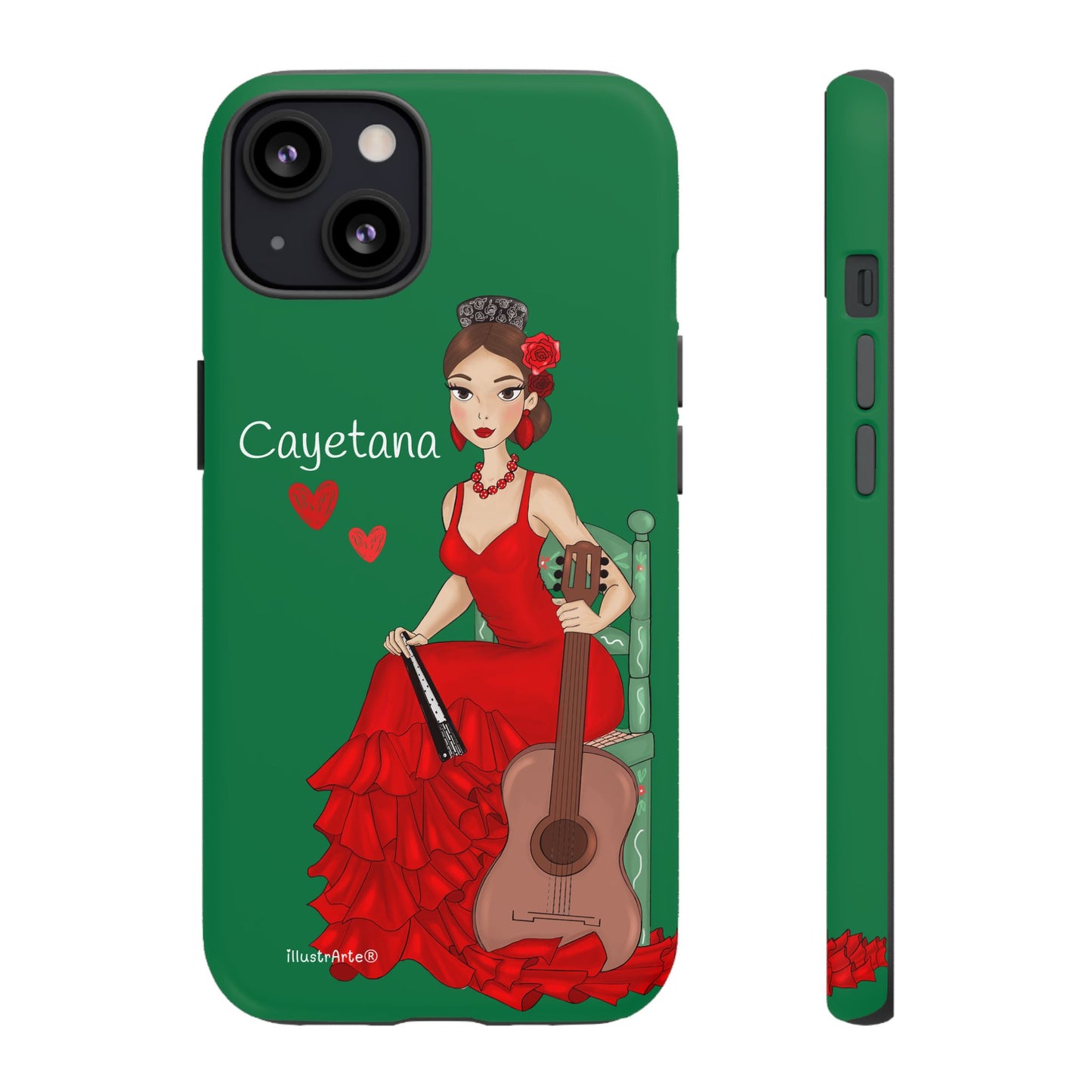 Cayetana personalized phone case with green background – for iPhone, Samsung, Pixel