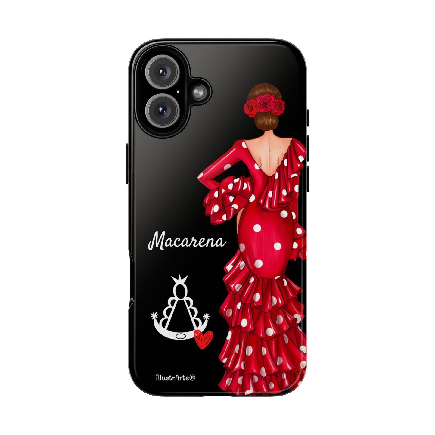 Funda de teléfono personalizada Macarena negro – para iPhone, Samsung, Pixel