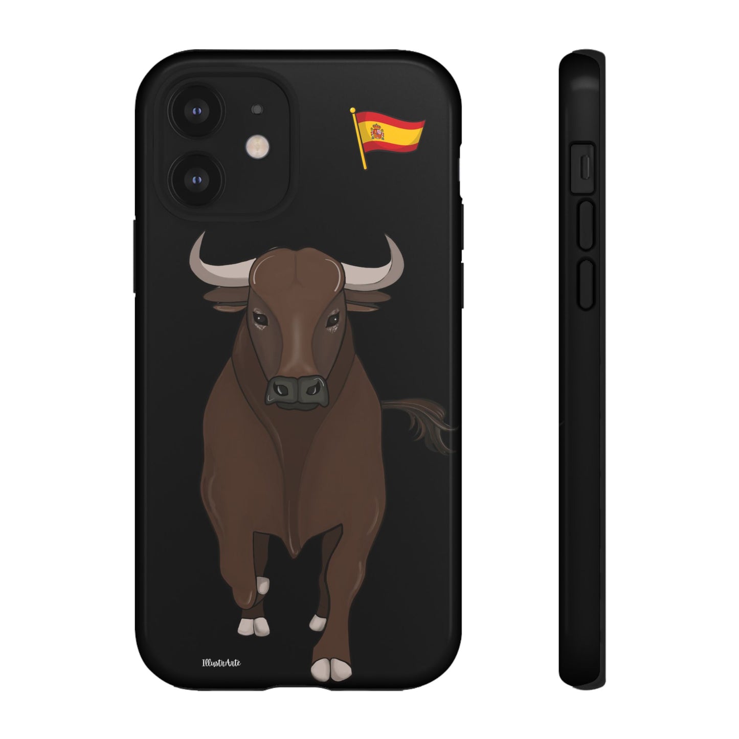 una funda de teléfono con un toro en ella