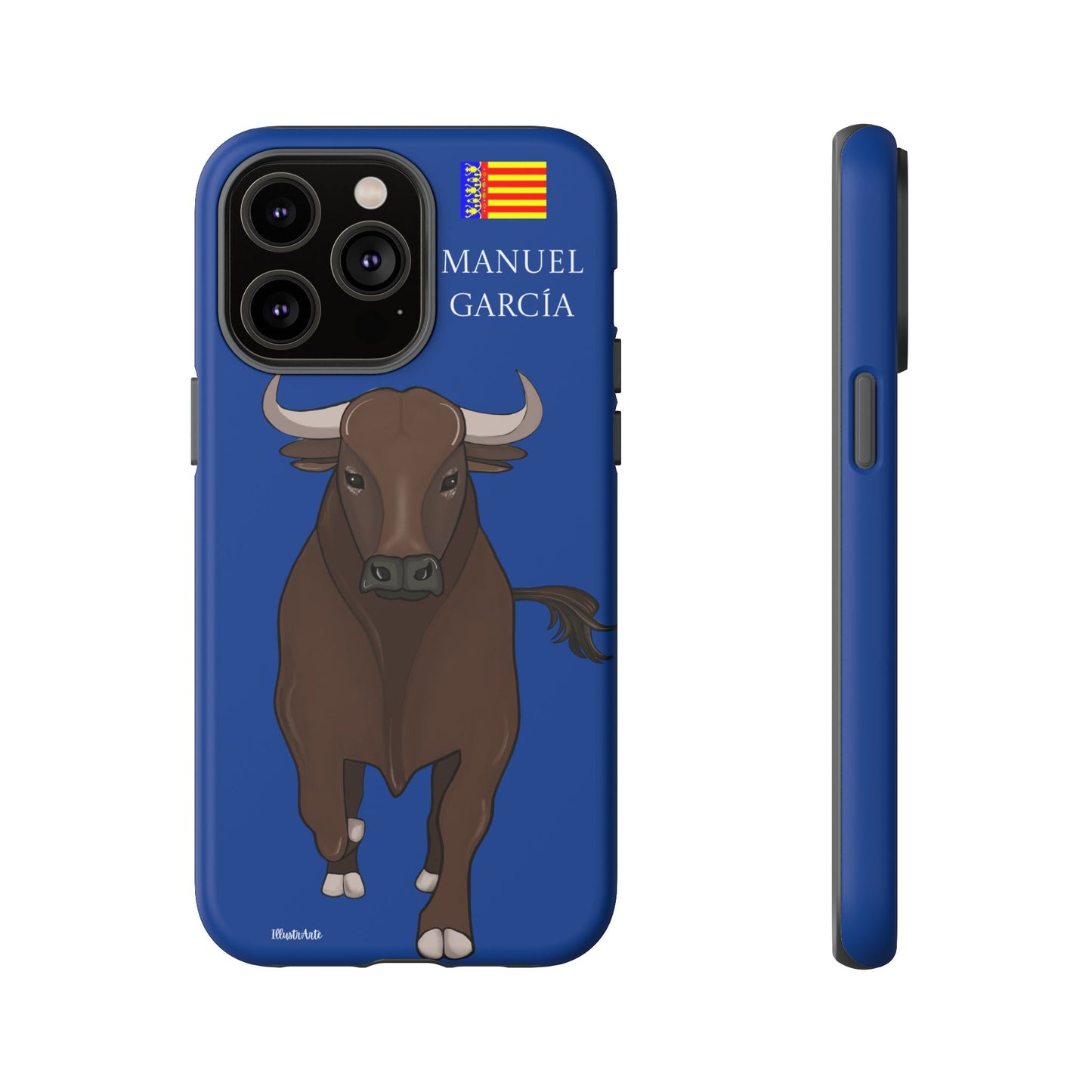 una funda de teléfono con una imagen de un toro