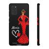 Funda de teléfono personalizable María rojo fondo negro – para iPhone, Samsung, Pixel