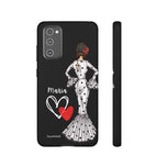 Personalised phone case flamenco dancer María, white dress for Samsung Galaxy S20 FE, matte finish – illustrArte