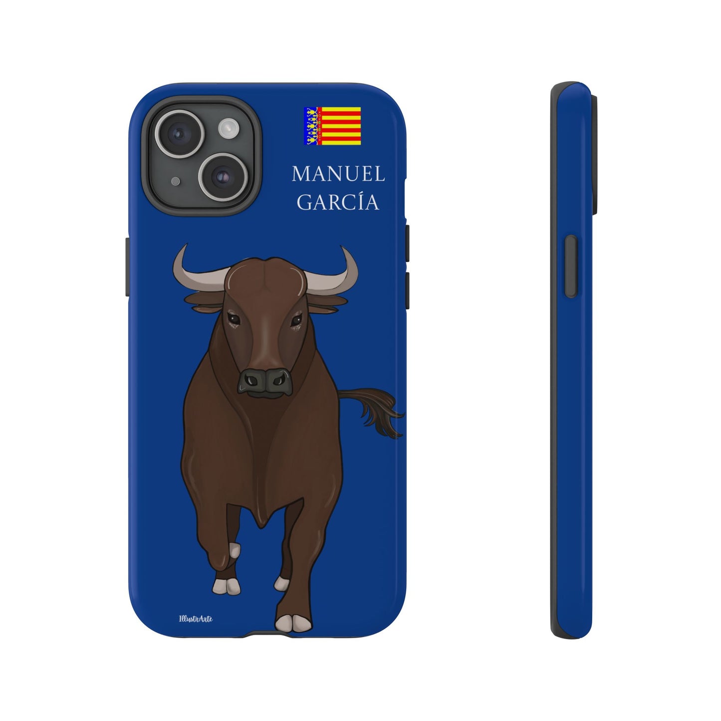 una funda de teléfono con una imagen de un toro