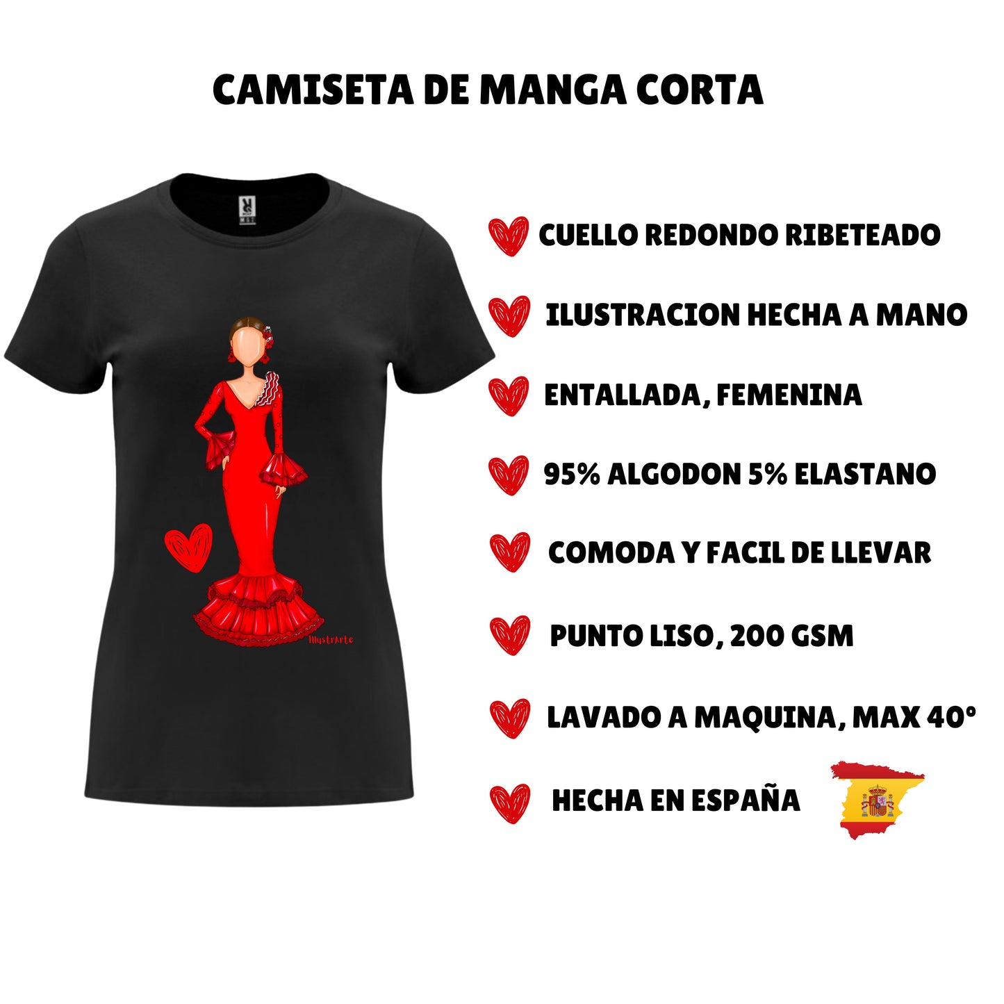 una camiseta de mujer con una imagen de una mujer en rojo