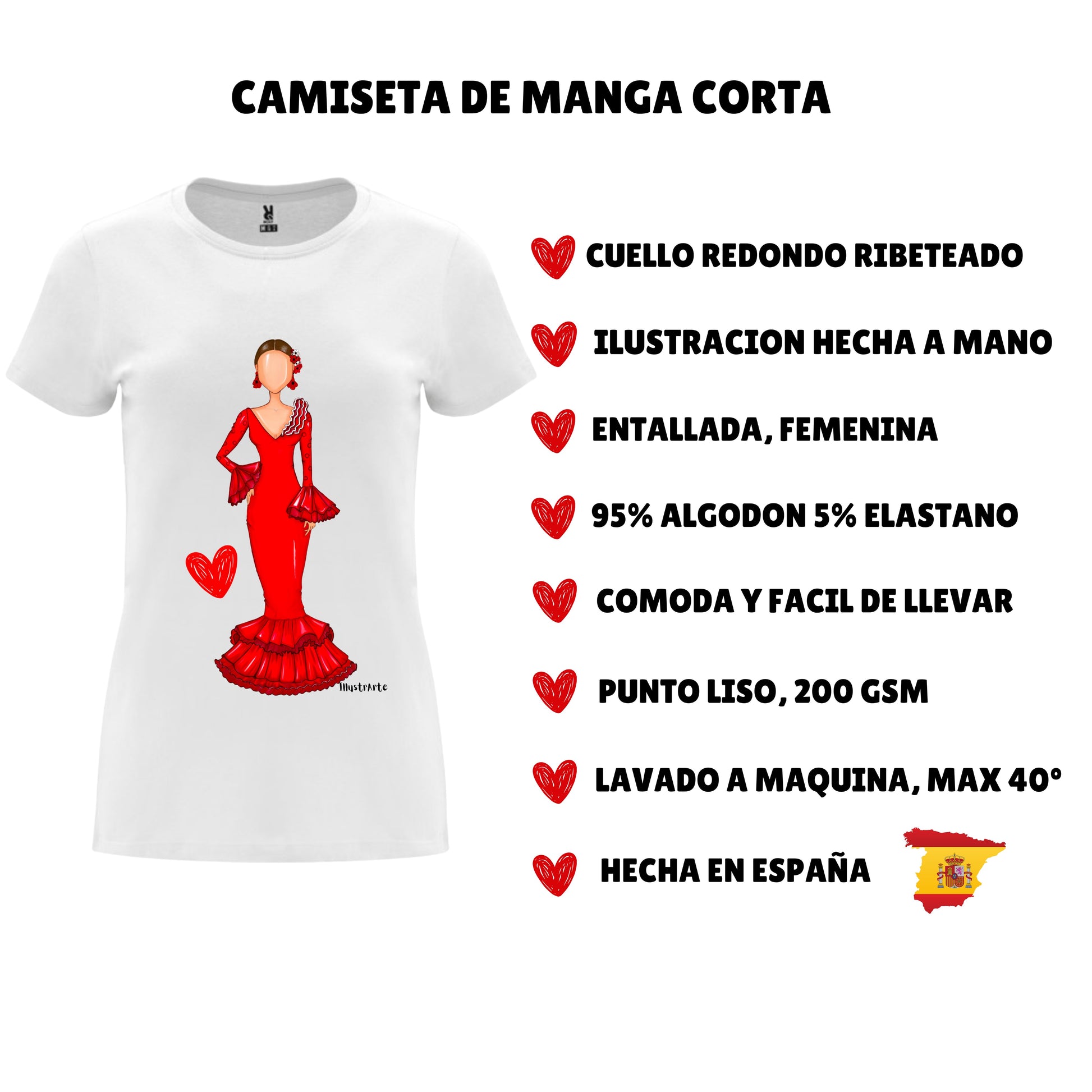 una camiseta de mujer con una imagen de una mujer en rojo