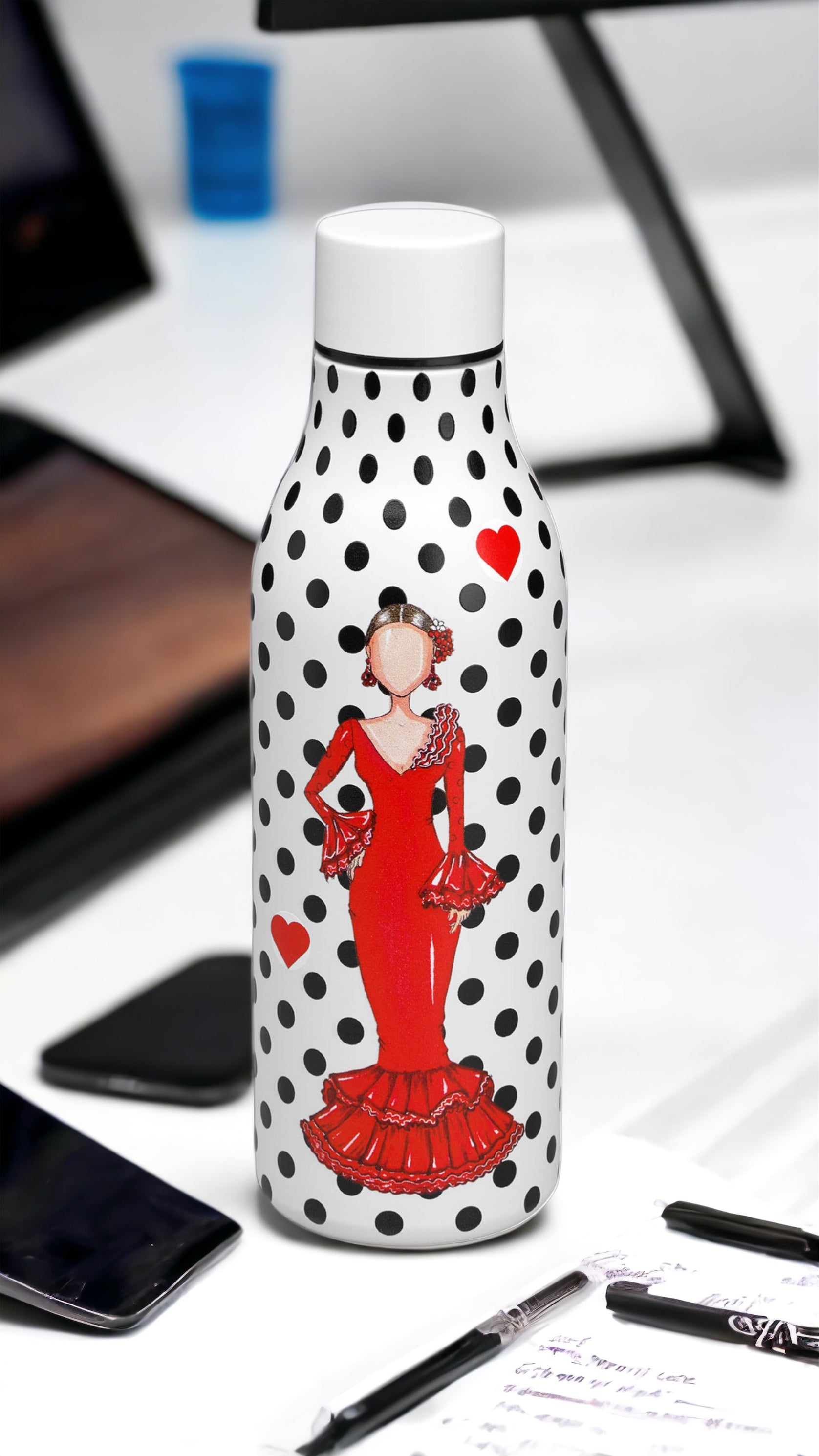 a bottle with a picture of a woman on it