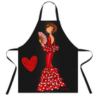 a woman in a red dress holding a heart