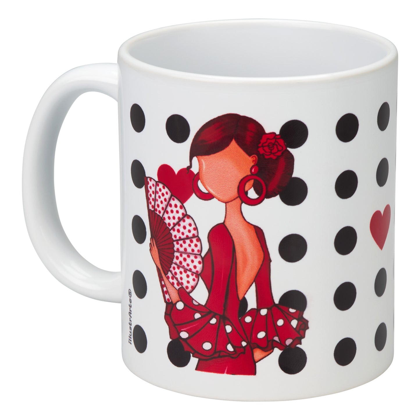 Taza de cerámica de 350ml con diseño de bailarina de flamenco, perfecta para amantes del baile.