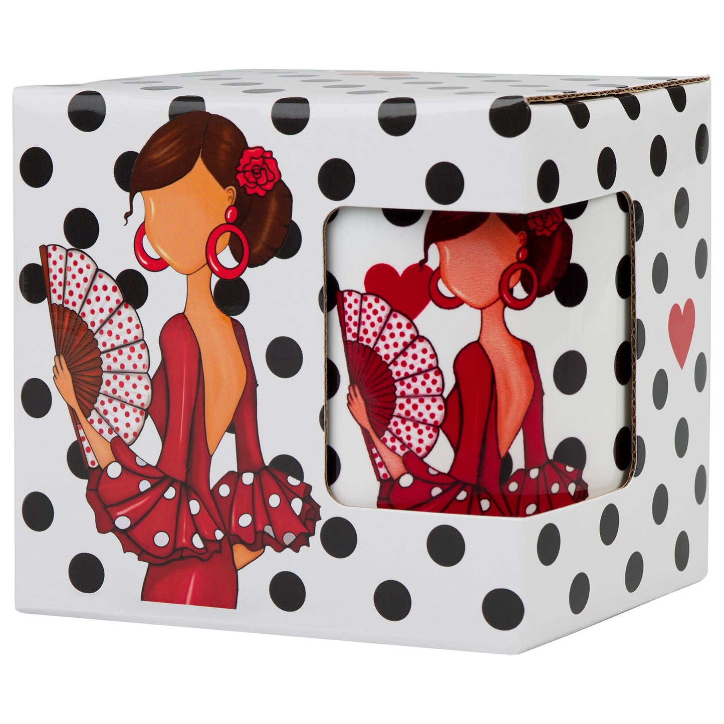 Pack Bolsa “Pepa” Málaga lunares + Taza “Pepa” – Set flamenco con mucho arte illustrArte