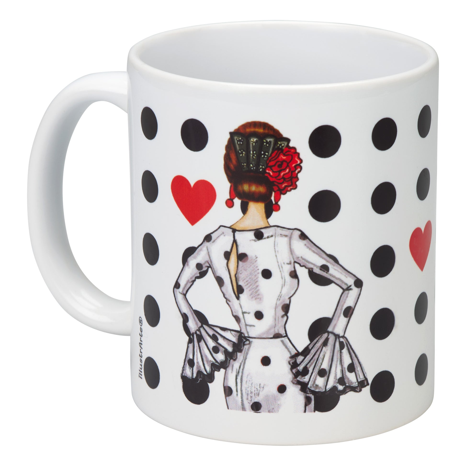 Taza de cerámica de 350ml con diseño de bailarina de flamenco, ideal para amantes del baile - María blanco.