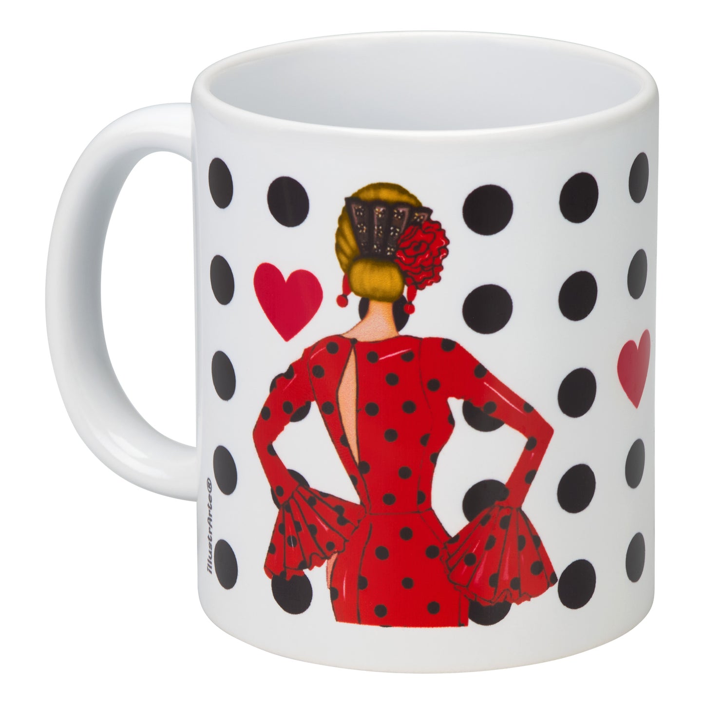 Taza de 350ml de cerámica con diseño de bailarina de flamenco, ideal para amantes del baile.