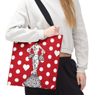 Bolsa Tote de Poliéster y Algodón 400 g/m² - Diseño Flamenca María, mostrando su amplio espacio interior ideal para compras y libros.