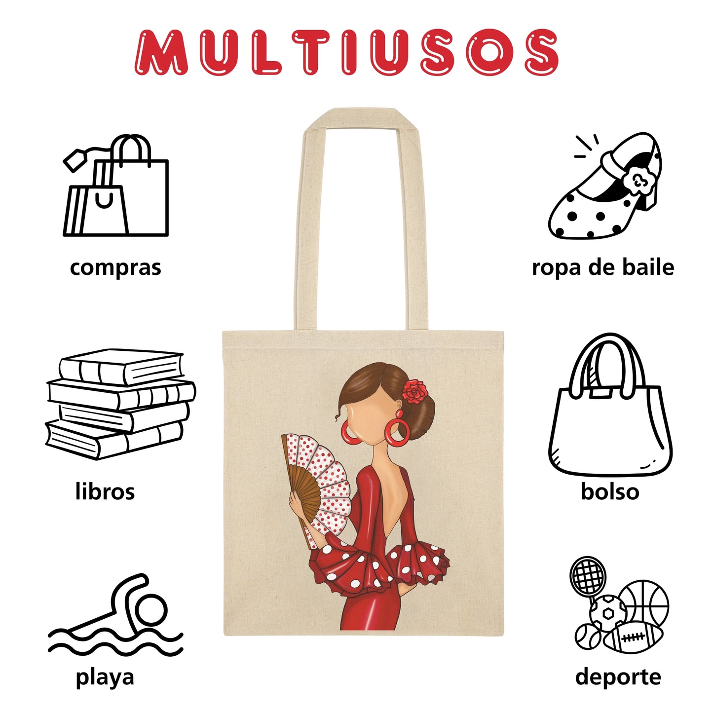 Pack Regalo Flamenca Pepa – Botella Térmica Negra con Vestido Rojo + Bolsa Cádiz “Pepa Vestido Rojo” + Cuaderno “Pepa Vestido Rojo”