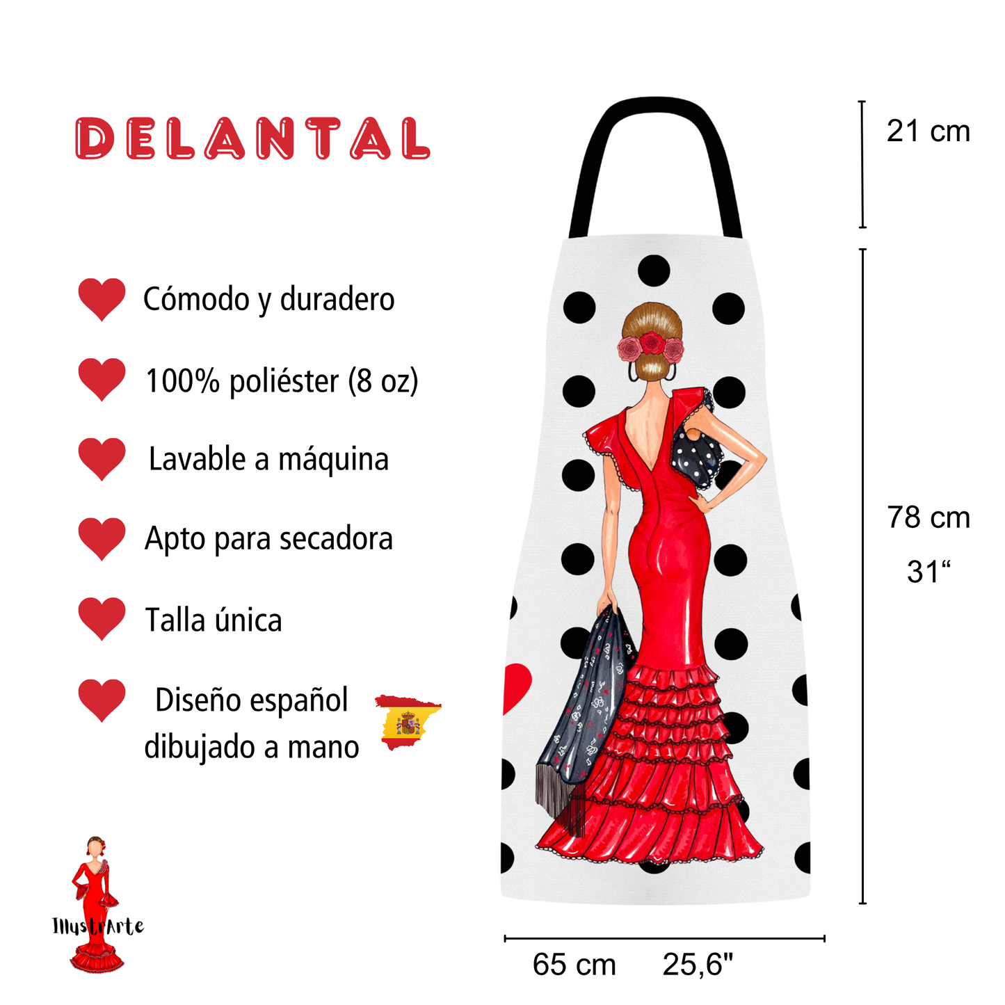 Pack Regalo Flamenca Manuela – Neceser Granada + Delantal a Juego – Diseño Exclusivo illustrArte