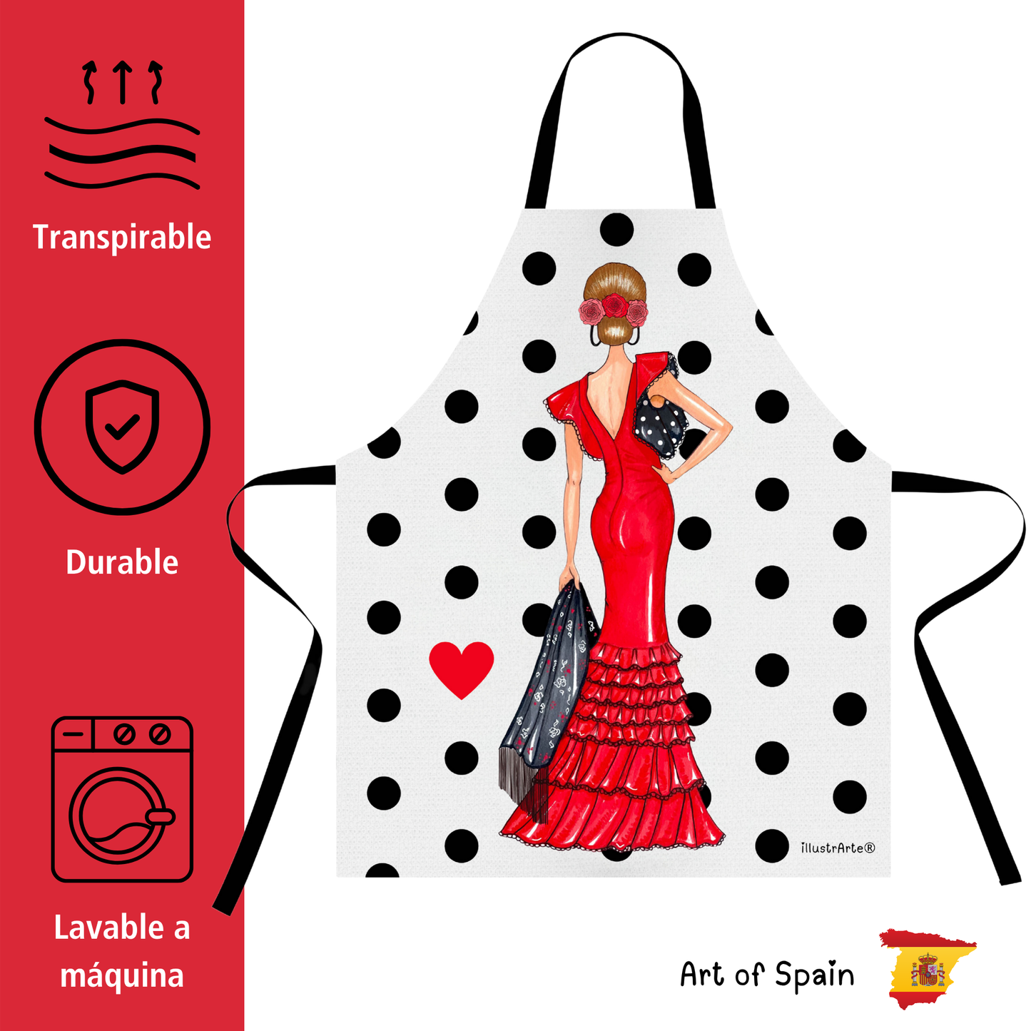 Pack Regalo Flamenca Manuela – Neceser Granada + Delantal a Juego – Diseño Exclusivo illustrArte