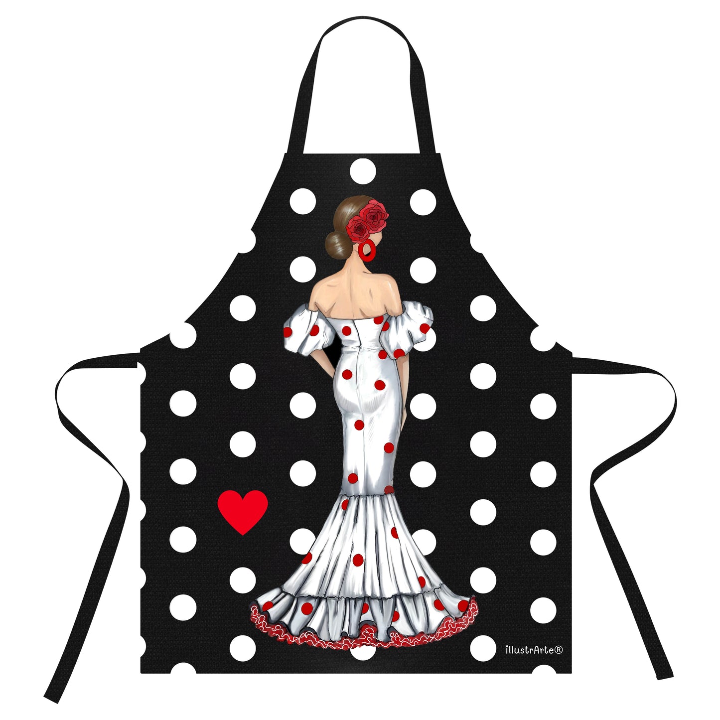 Pack Regalo Flamenca Maite – Neceser Granada “Maite” + Delantal “Maite” – Diseño Exclusivo illustrArte