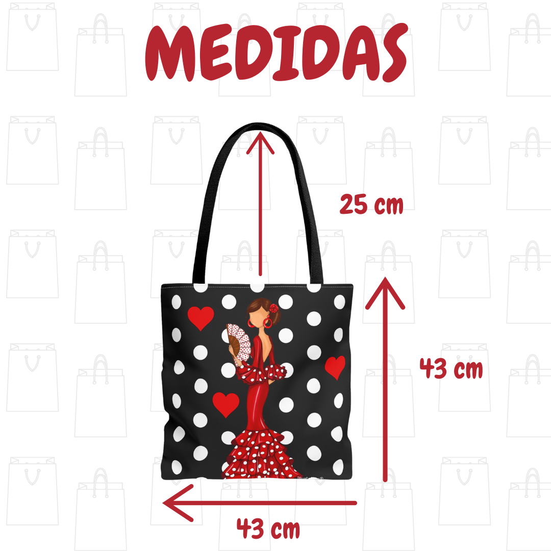 Pack Regalo Flamenca Pepa – Botella Térmica Negra con Vestido Rojo + Bolso Málaga “Pepa Vestido Rojo”