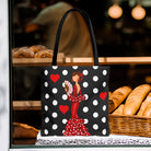 Bolsa tote de 43x43 cm, reutilizable y ligera, con diseño flamenca Pepa, ideal para la universidad y el mercado.