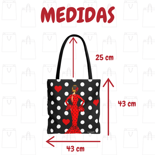 Pack Bolsa “María” Málaga rojo + Cuaderno “María” rojo – Set flamenco con mucho arte illustrArte