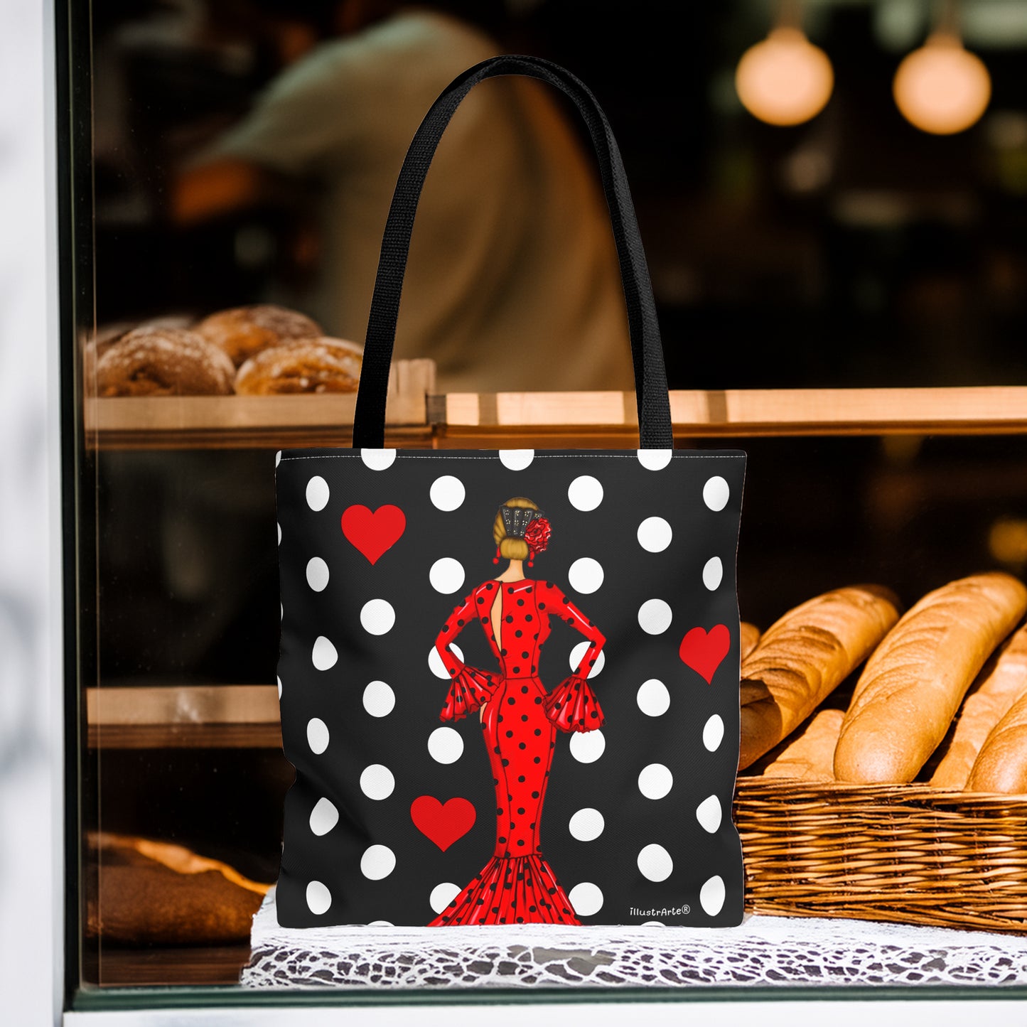 Pack Bolsa “María” Málaga rojo + Cuaderno “María” rojo – Set flamenco con mucho arte illustrArte