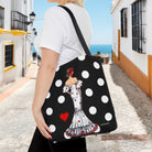Impresión a doble cara de la Bolsa Tote Flamenca Maite, mostrando el vibrante diseño flamenco.