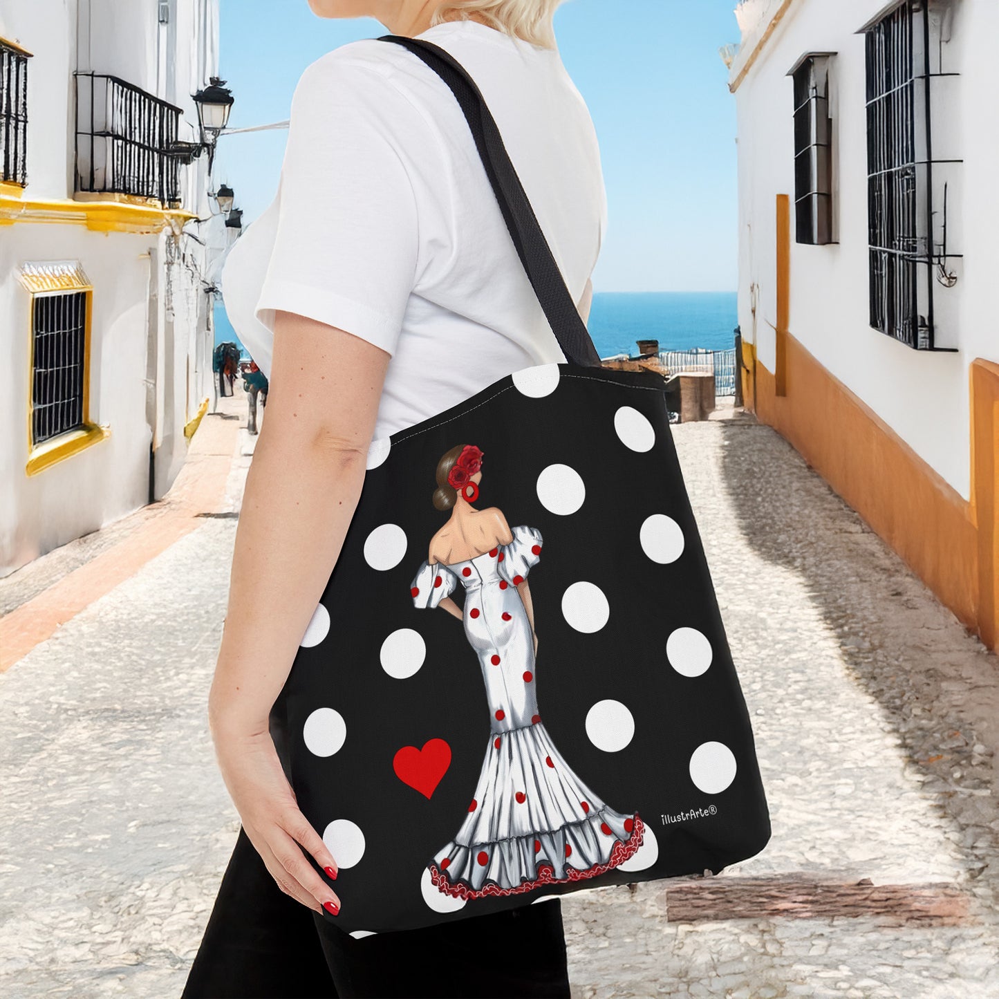 Pack Bolsa “Maite” Málaga + Neceser “Maite” Granada – Set flamenco con mucho arte illustrArte