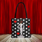 Interior espacioso de la bolsa tote flamenca, ideal para libros y compras, presentada en un diseño vibrante.