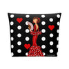 Neceser Sevilla illustrArte 25 x 26 cm – diseño Pepa, fondo negro con lunares