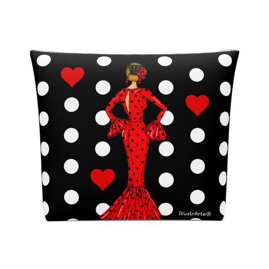 Neceser Flamenca 'María rojo' de IllustrArte, un regalo original para amantes del flamenco y la cultura española.