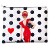 Granada “Flamenca María Blanco” Toiletry Bag or Case – Double-Sided Design – Red Background with White Polka Dots – 22x17 cm – Waterproof – Toiletry Bag, Makeup Bag or School Supplies