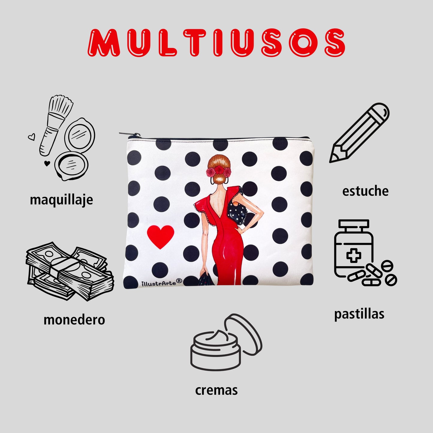 Pack Regalo Flamenca Manuela – Neceser Granada + Delantal a Juego – Diseño Exclusivo illustrArte