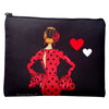 Granada “Flamenca María Blanco” Toiletry Bag or Case – Double-Sided Design – Red Background with White Polka Dots – 22x17 cm – Waterproof – Toiletry Bag, Makeup Bag or School Supplies