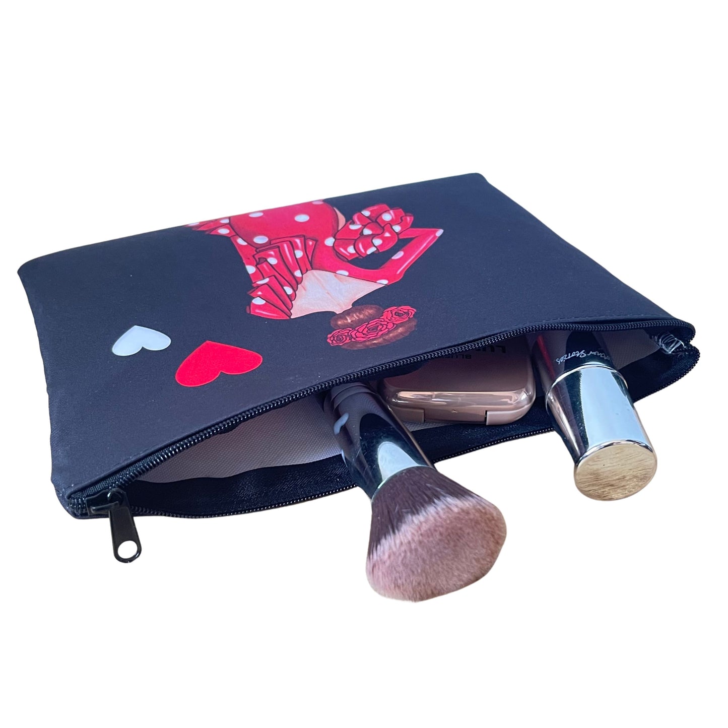 Neceser Granada – Flamenca Macarena – doble cara – 22x17 cm – impermeable – fondo negro – viaje/aseo